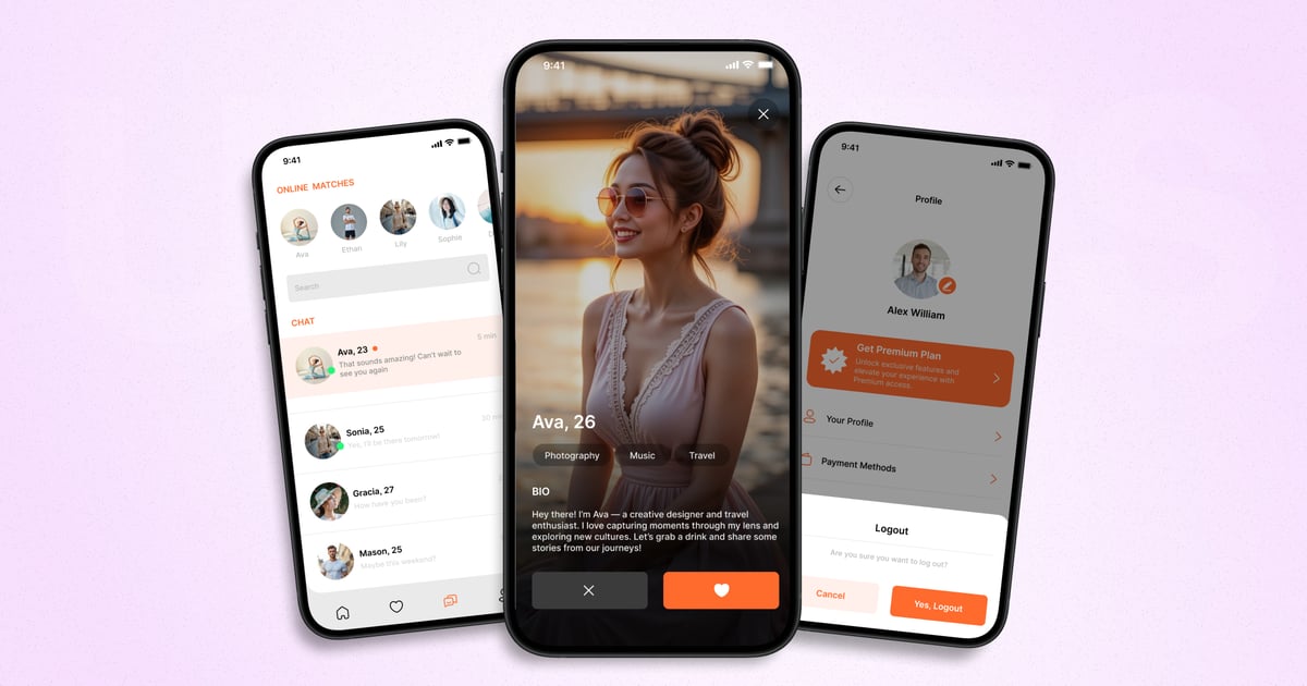 立即约会 – 移动应用 UI 套件