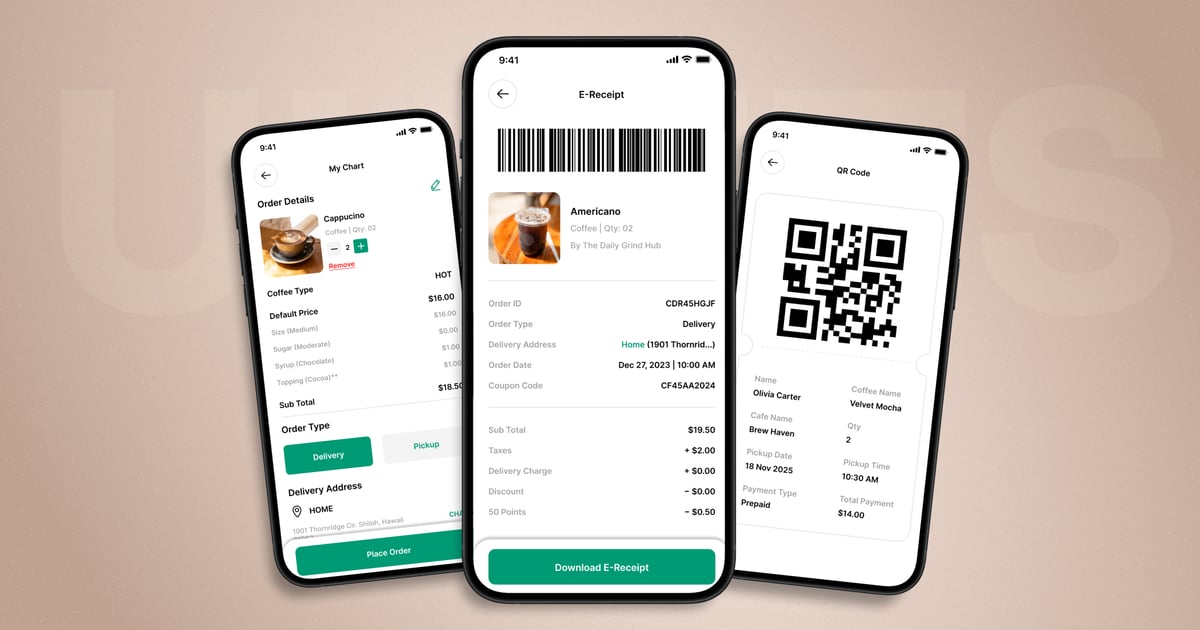 咖啡店账单 – 移动应用 UI 套件