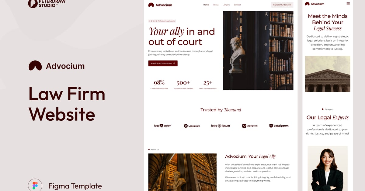 Advocium – 律师事务所网站 UI Figma 模板