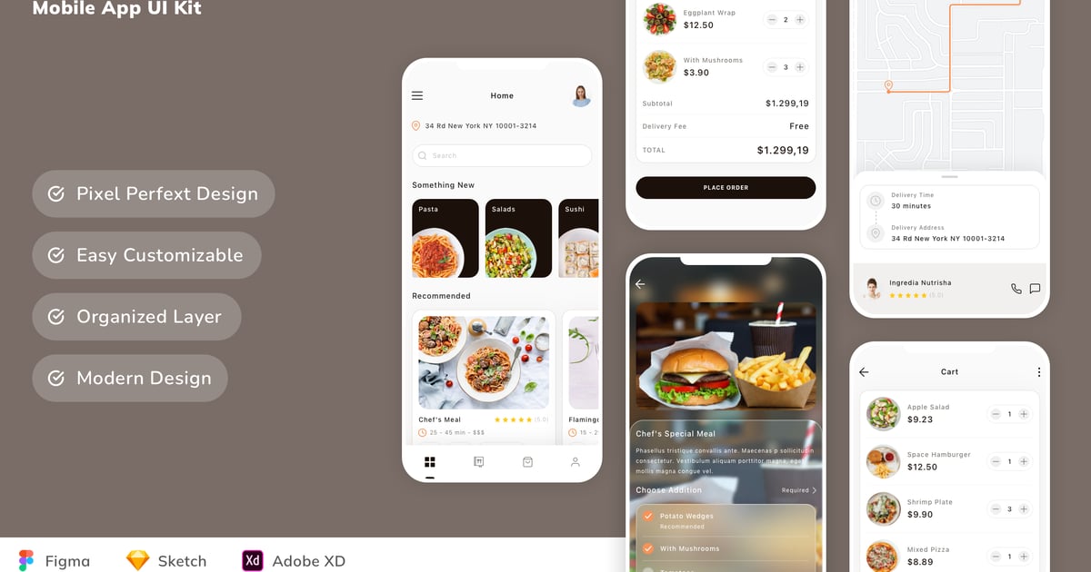 食品订购移动应用 UI 套件