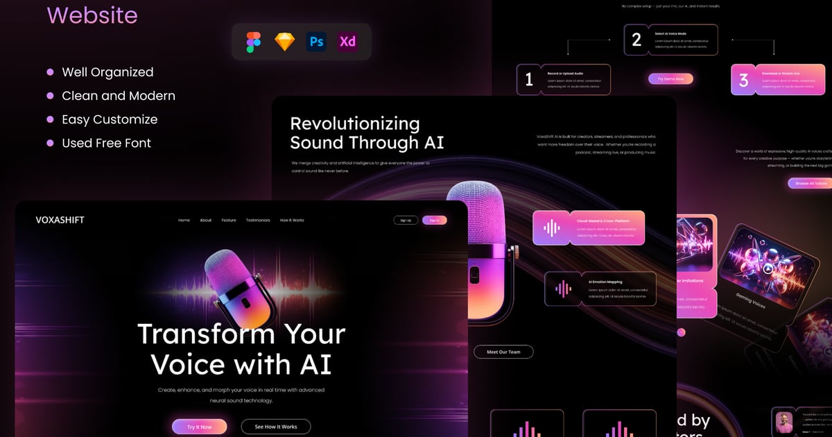VoxaShift – 音频转换器 AI 网站