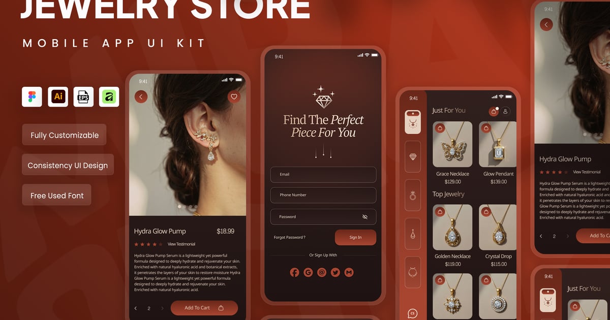 珠宝店移动应用 UI 套件
