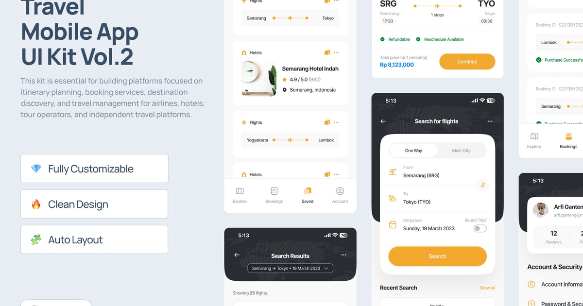 旅游移动应用 UI 工具包 Vol.2 – Beyond