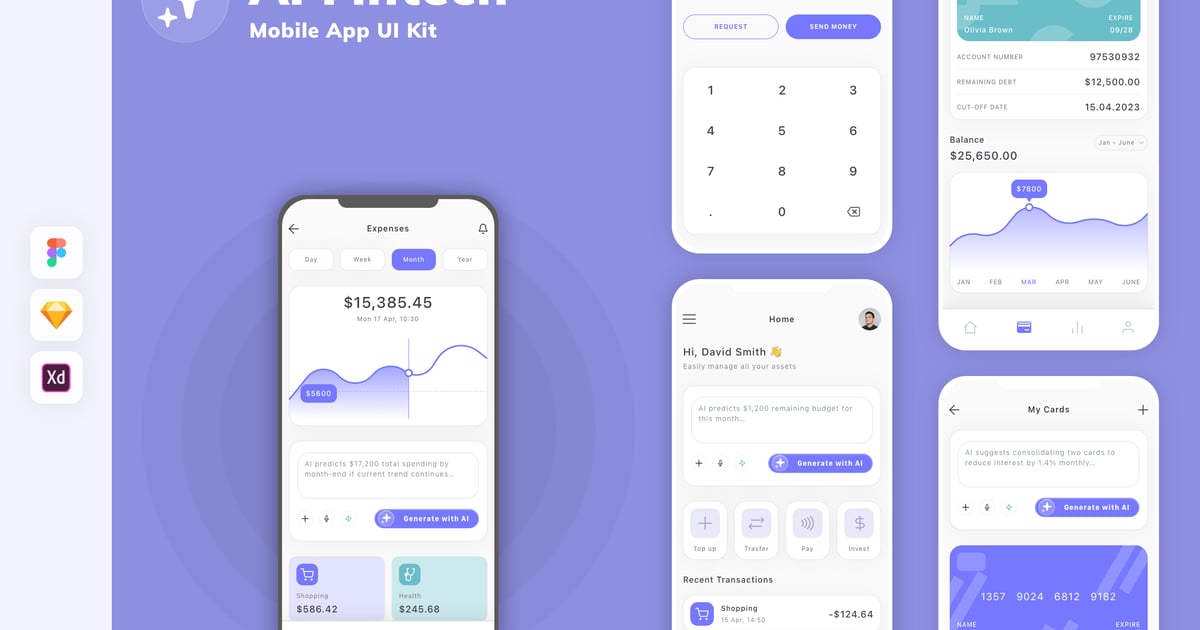 AI 金融科技移动应用 UI 套件