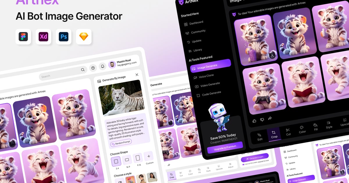 Artnex – AI 图像生成器仪表板 UI 套件