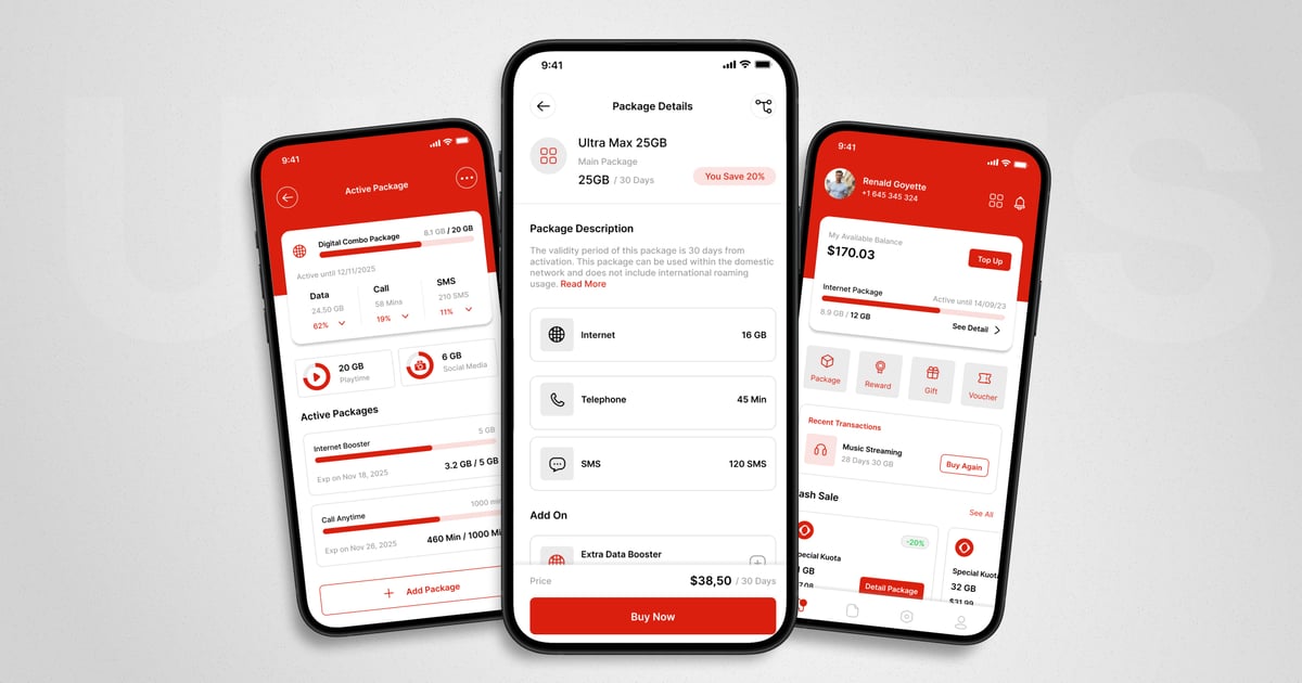 互联网服务提供商 – 移动应用 UI 套件