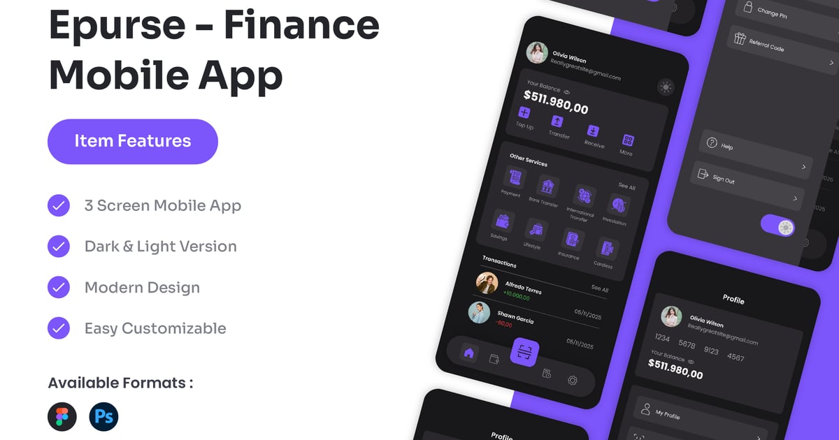 Epurse – 金融移动应用 UI 套件