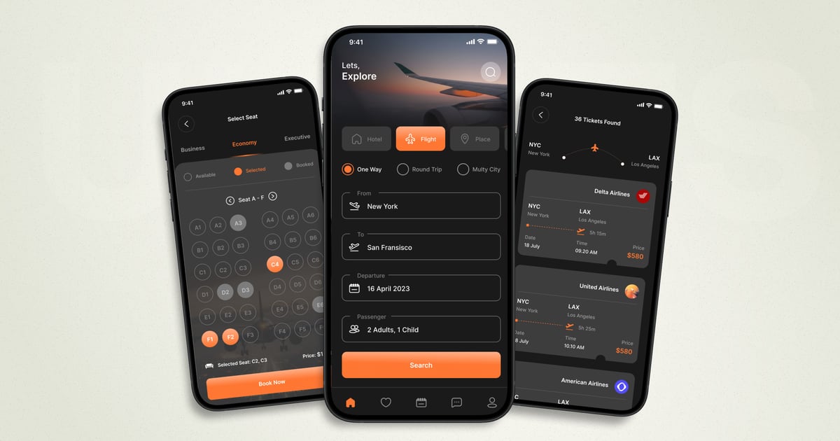 预订机票 – 移动应用 UI 套件