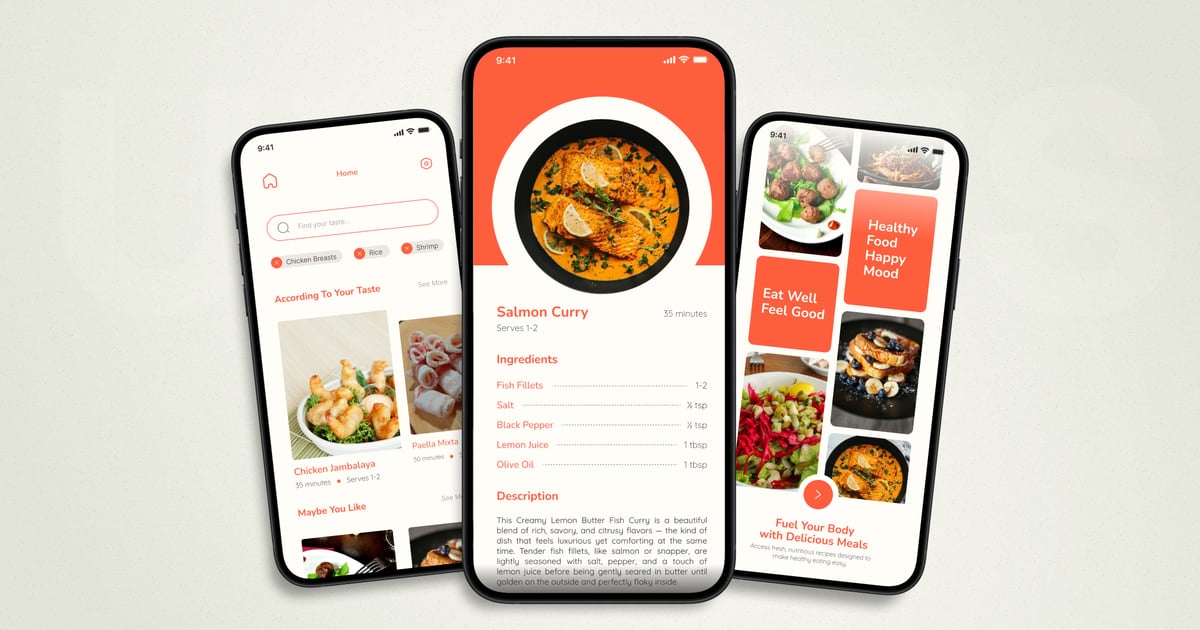 食谱美食 – 移动应用 UI 套件