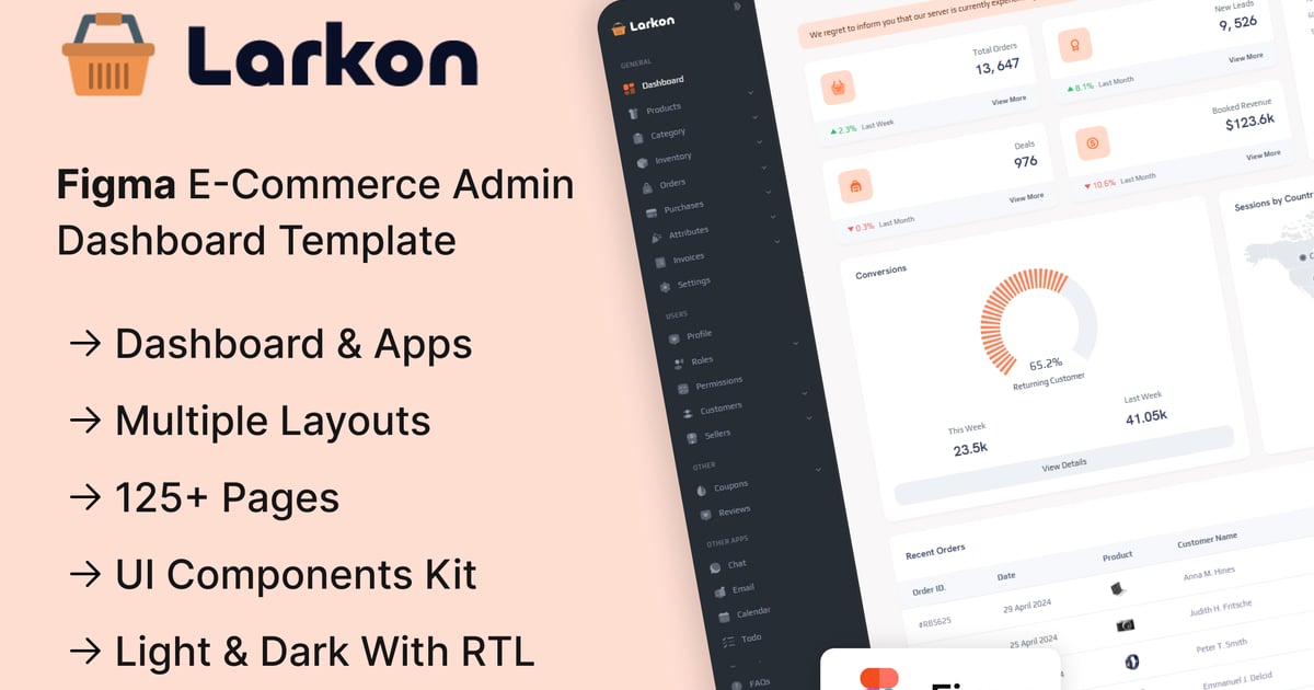 Larkon – 电子商务管理后台 Figma 模板