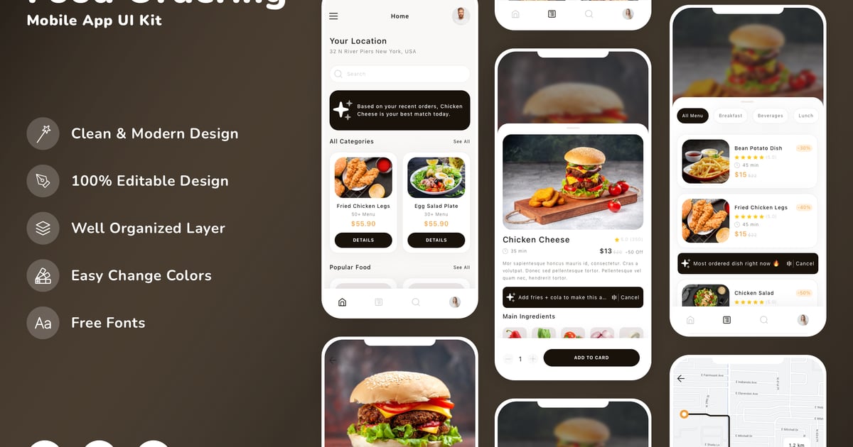 食品订购移动应用 UI 套件