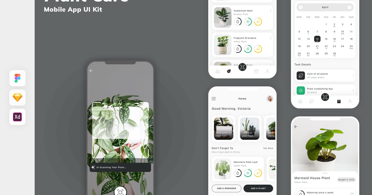 植物护理移动应用 UI 套件