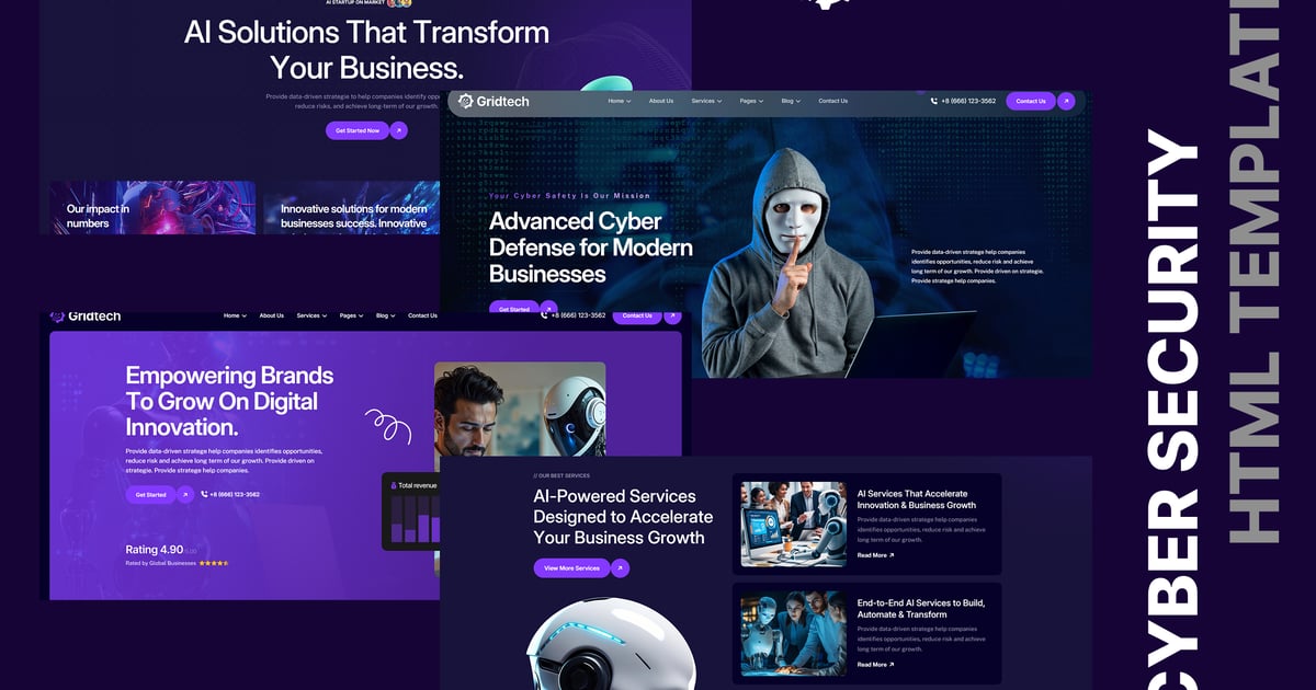 Gridtech – 人工智能和网络安全 HTML 模板
