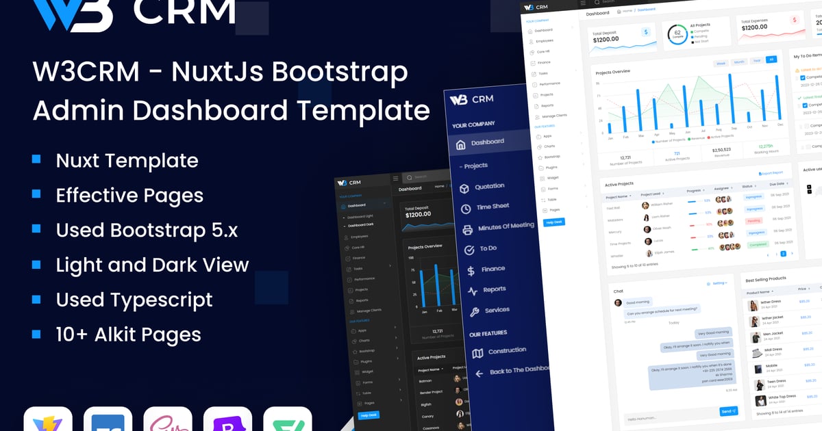 W3CRM – NuxtJs Bootstrap 管理后台模板