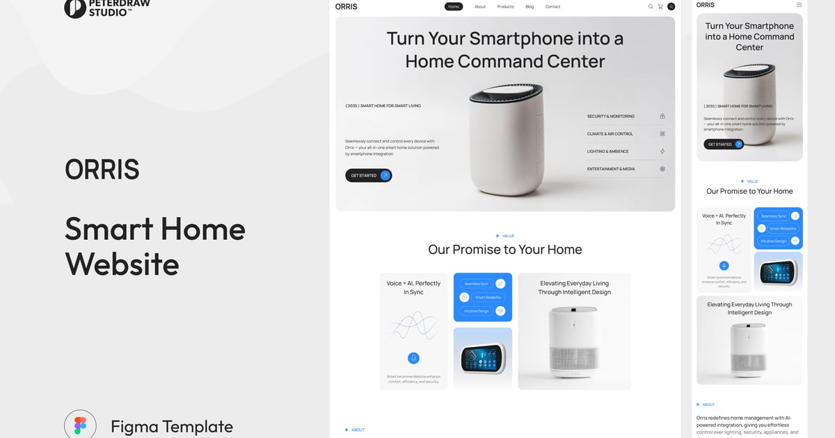 Orris – 智能家居网站 UI Figma 模板