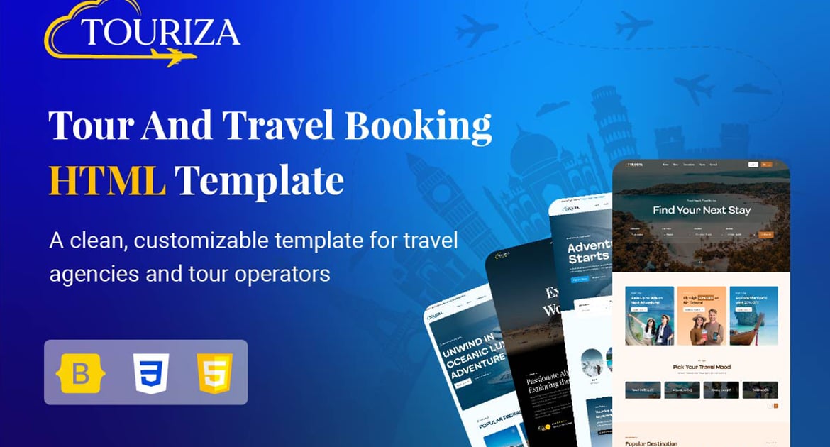 Touriza – 旅游预订 HTML 模板