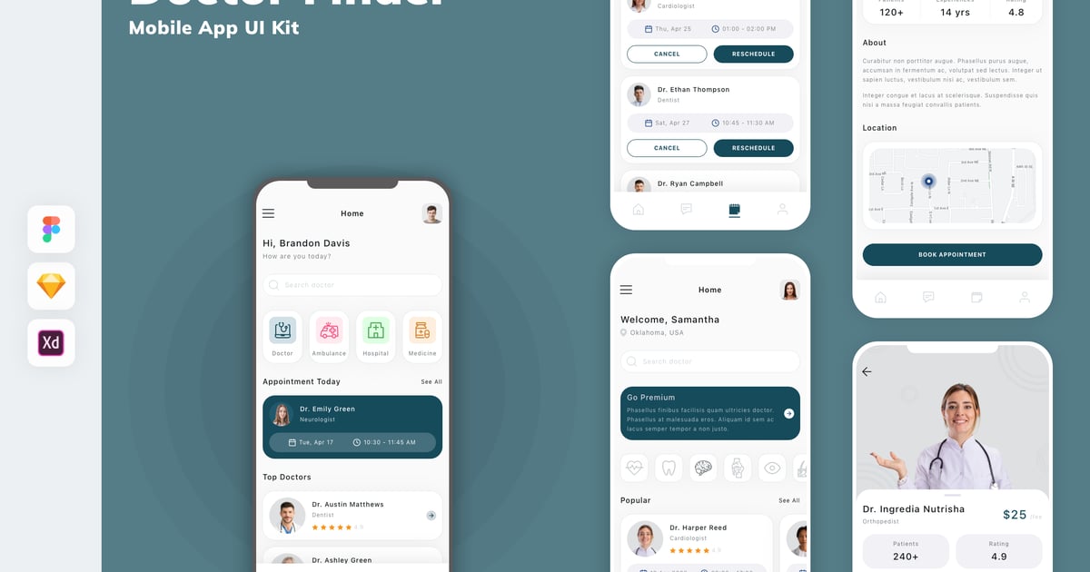 医生查找器移动应用 UI 套件