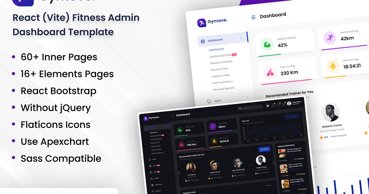 Gymove – React (Vite) 健身管理后台