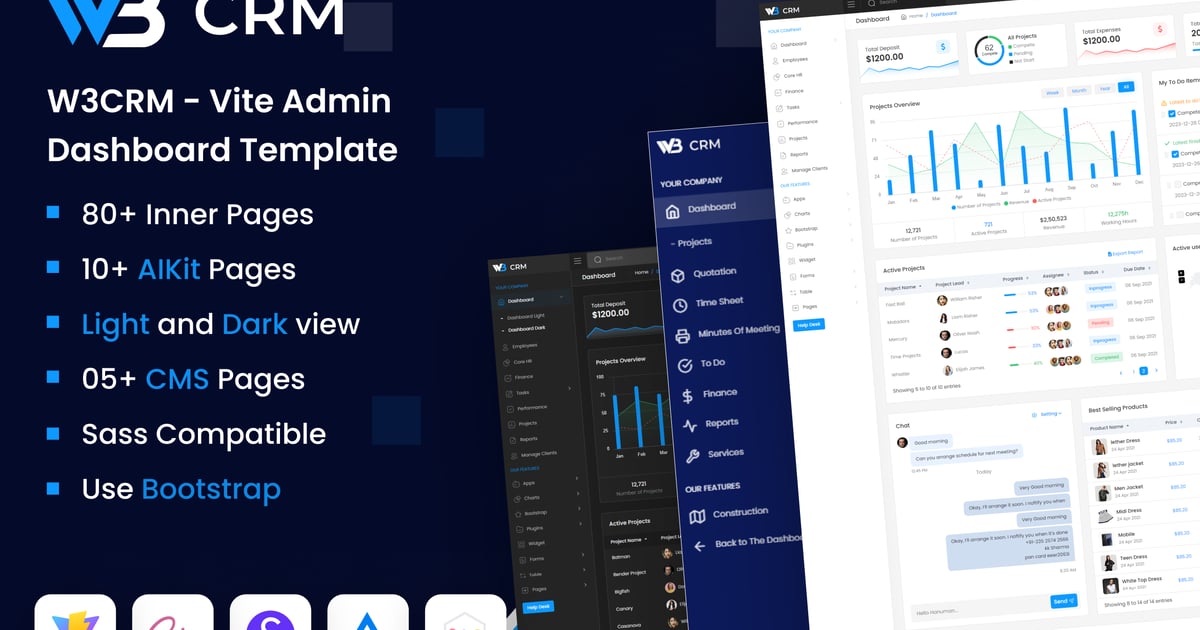 W3CRM – Vite 管理后台模板