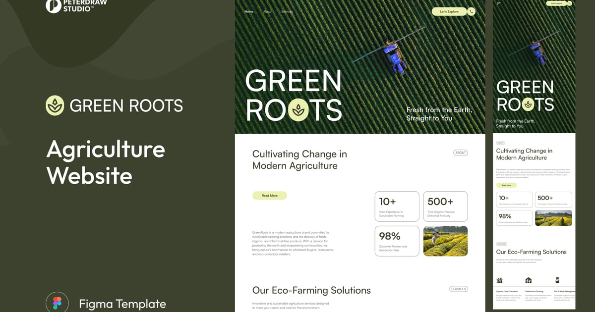 GreenRoots – 农业网站 UI Figma 模板