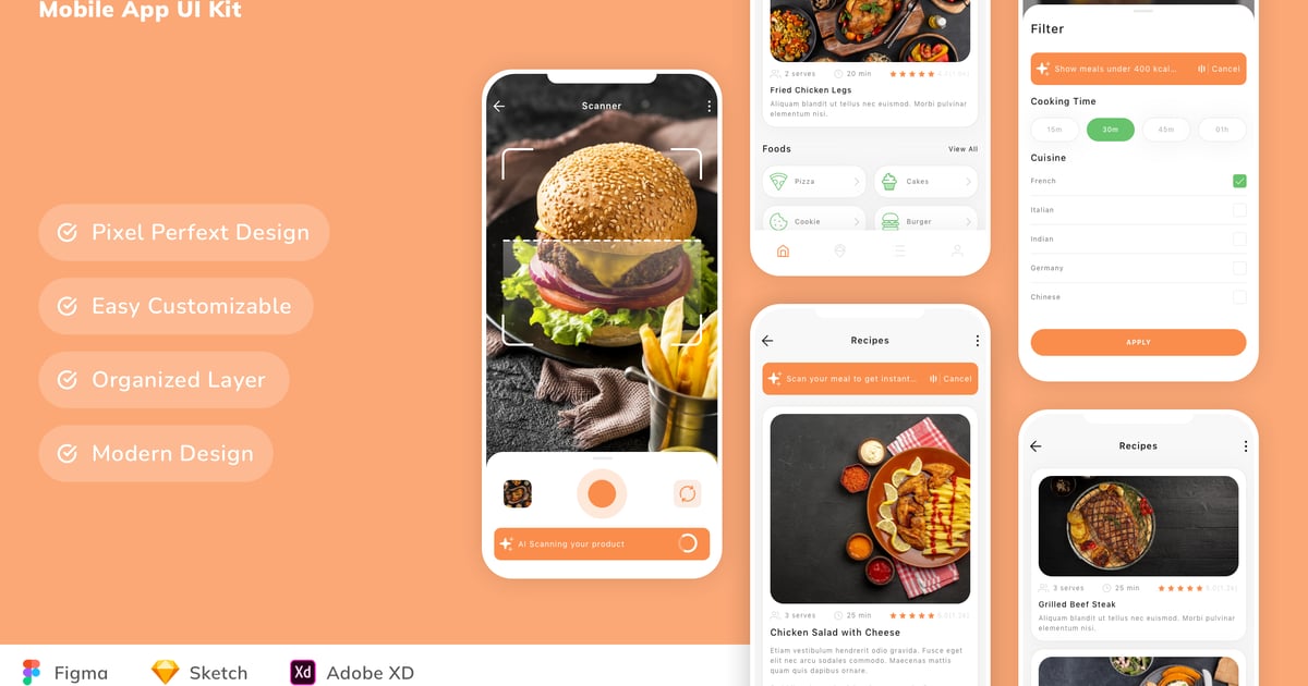 健康营养移动应用 UI 套件