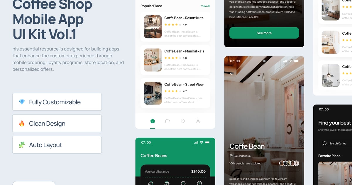 咖啡店移动应用 UI 套件 Vol.1 – Coffee Been