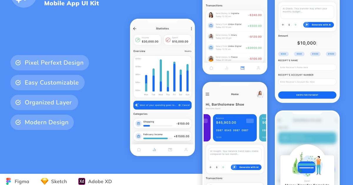 AI 金融科技移动应用 UI 套件