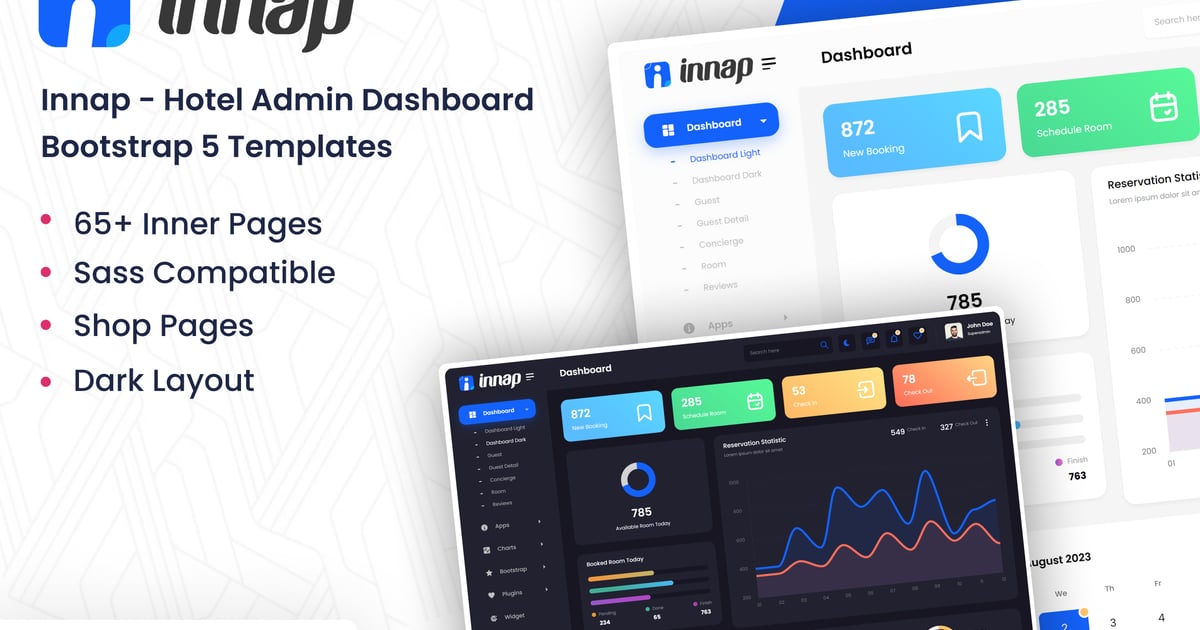 酒店管理后台 Bootstrap 5 模板