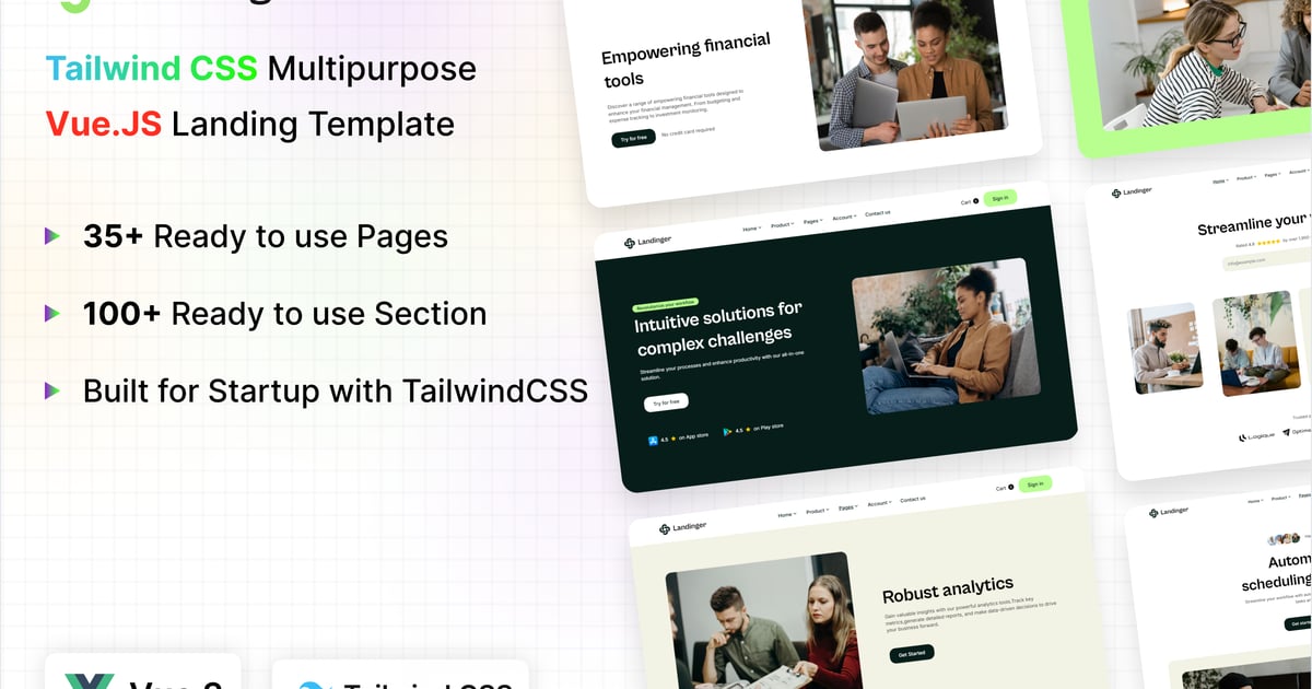 Landinger – Tailwind CSS Vue 着陆页模板
