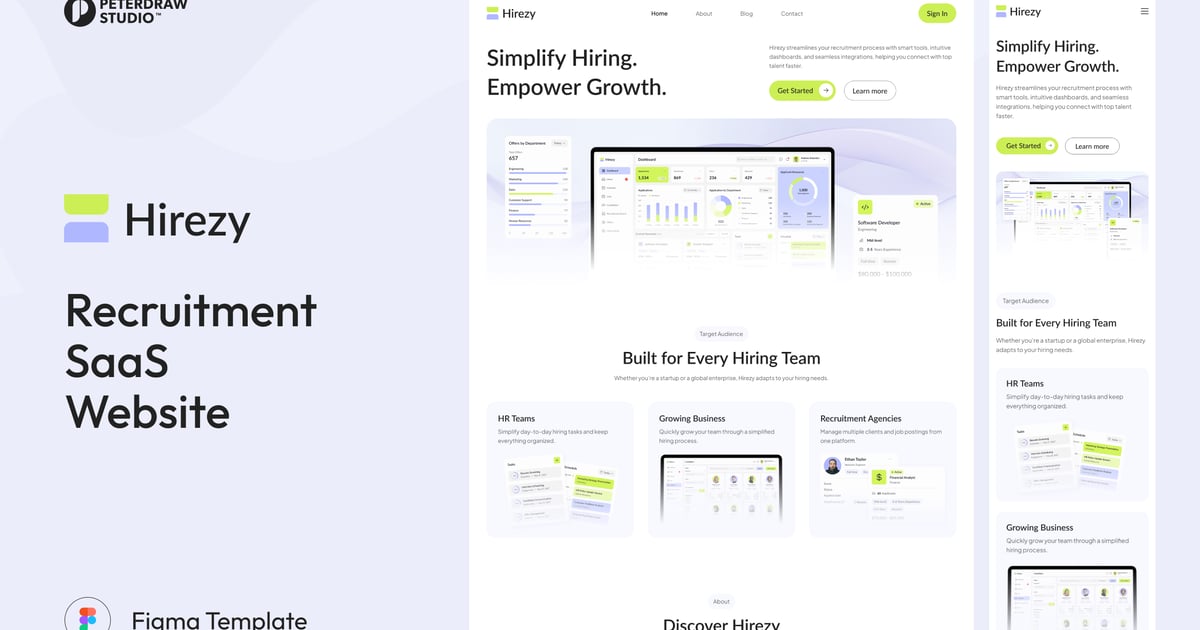 Hirezy – 招聘 SaaS 网站 UI Figma