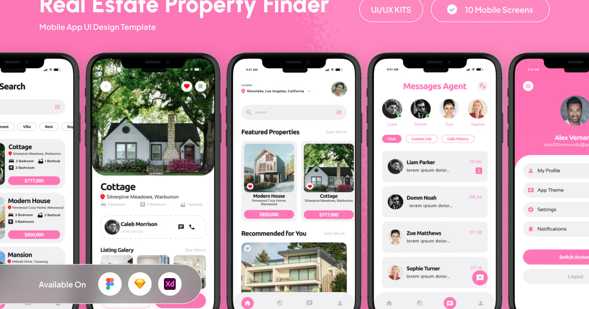 InHome – 房地产物业查找应用程序用户界面