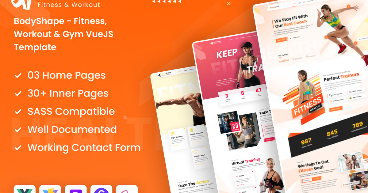 BodyShape – 健身、锻炼和健身房 VueJS 模板