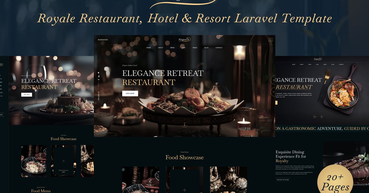 Elegencia – 度假餐厅 Laravel 12 模板