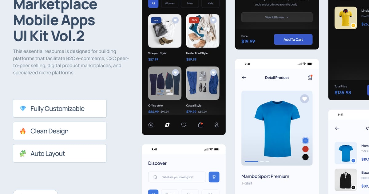 Marketplace 移动应用 UI 工具包 Vol.2 – Aimart