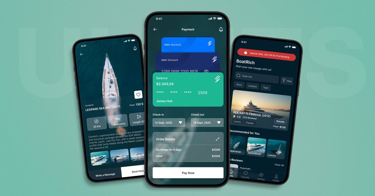 游艇租赁 – 移动应用 UI 套件