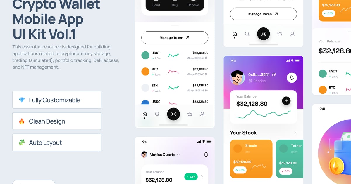 加密钱包移动应用 UI 套件 Vol.1 – Crypee