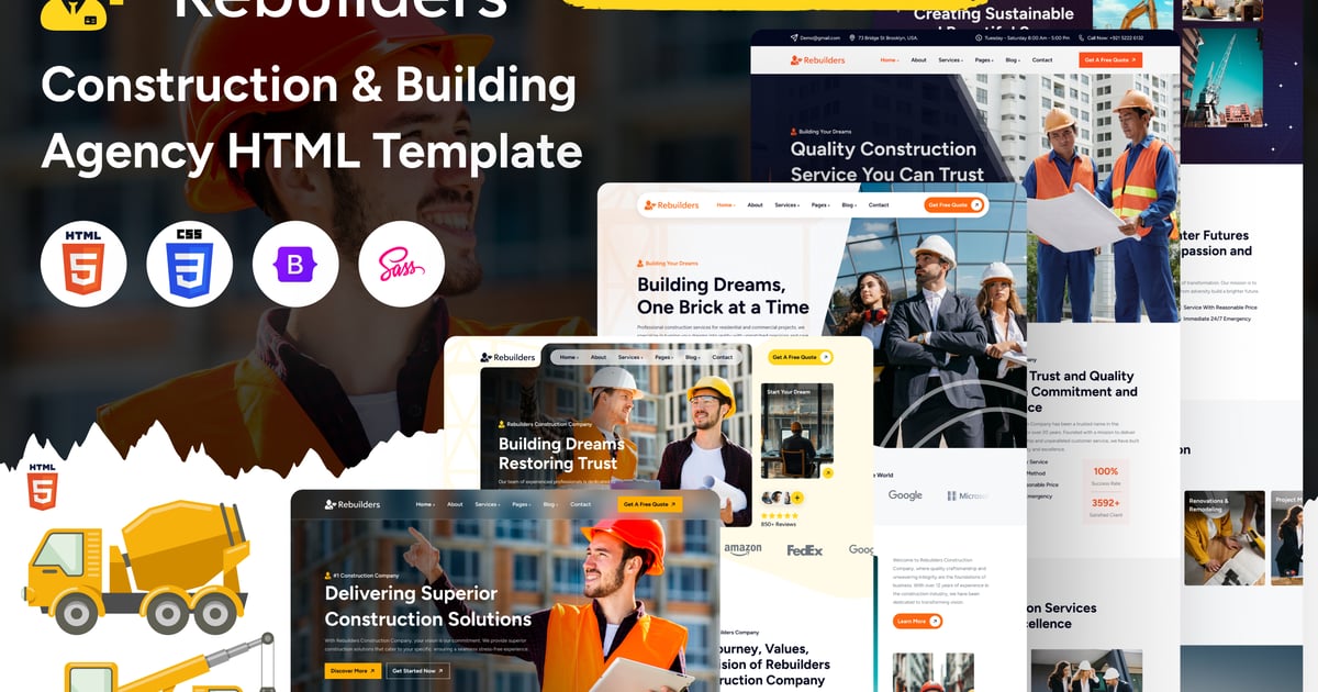 建筑施工机构 HTML 模板