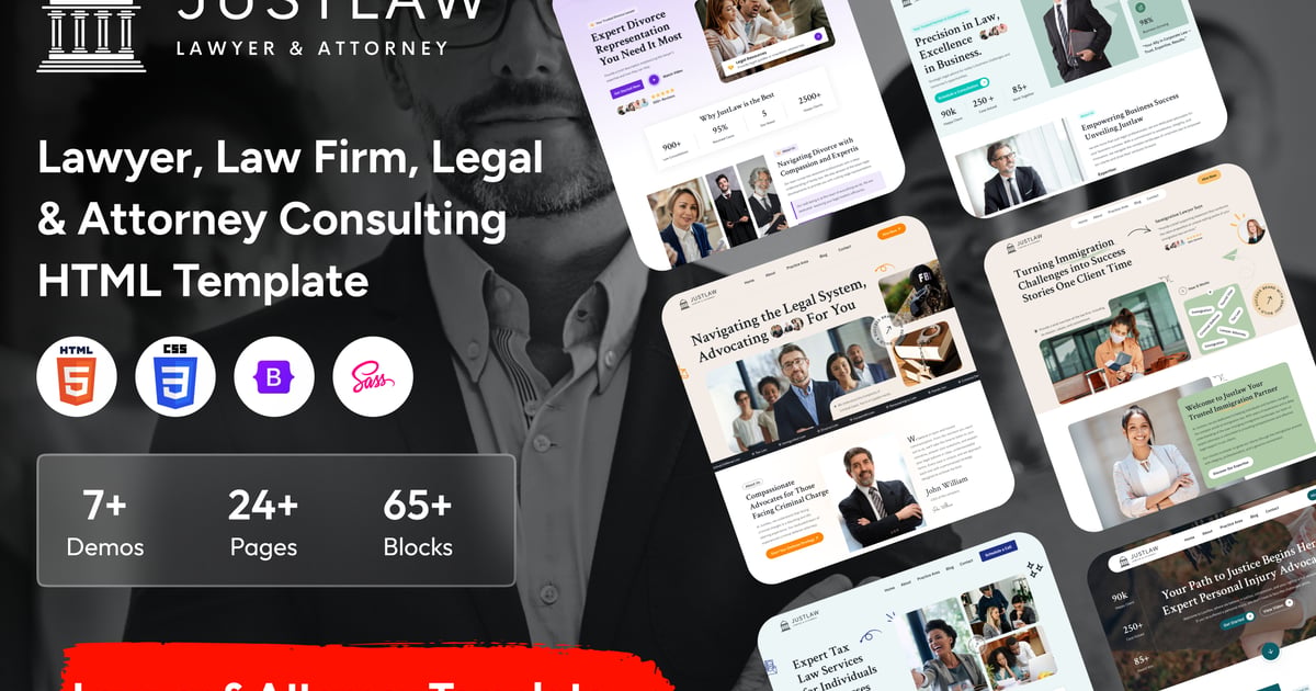 Justlaw - 律师事务所、法律及律师 HTML 模板