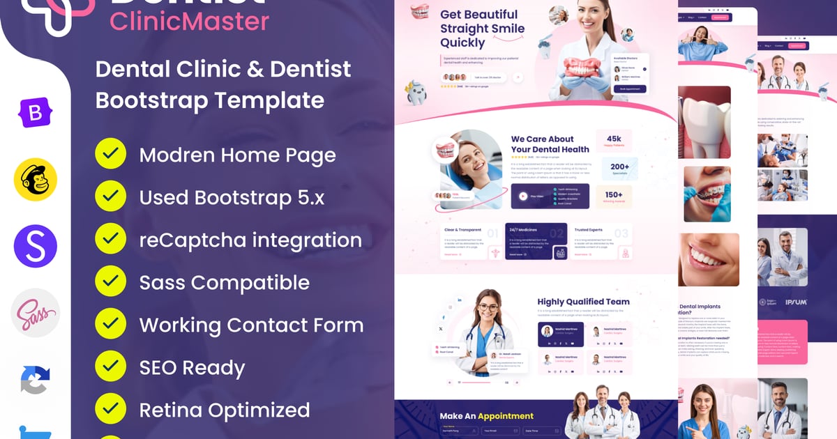 ClinicMaster – 牙医和牙科诊所 Tailwind