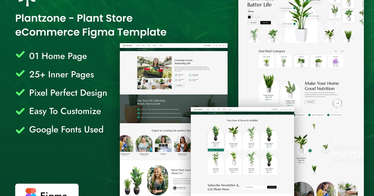 Plantzone – 植物商店电子商务 Figma 模板