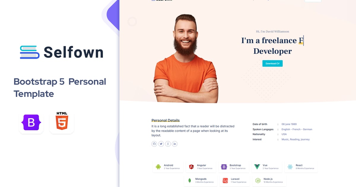 Selfown – 个人作品集 Bootstrap 5 模板