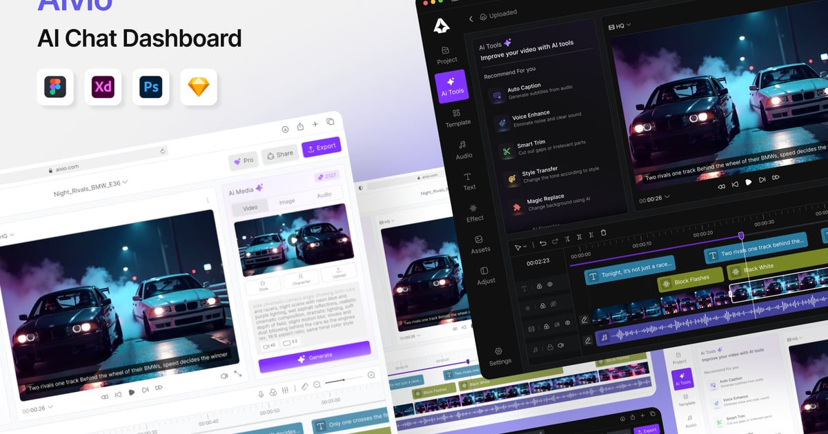 Aivio – AI 视频生成器仪表板 UI 套件