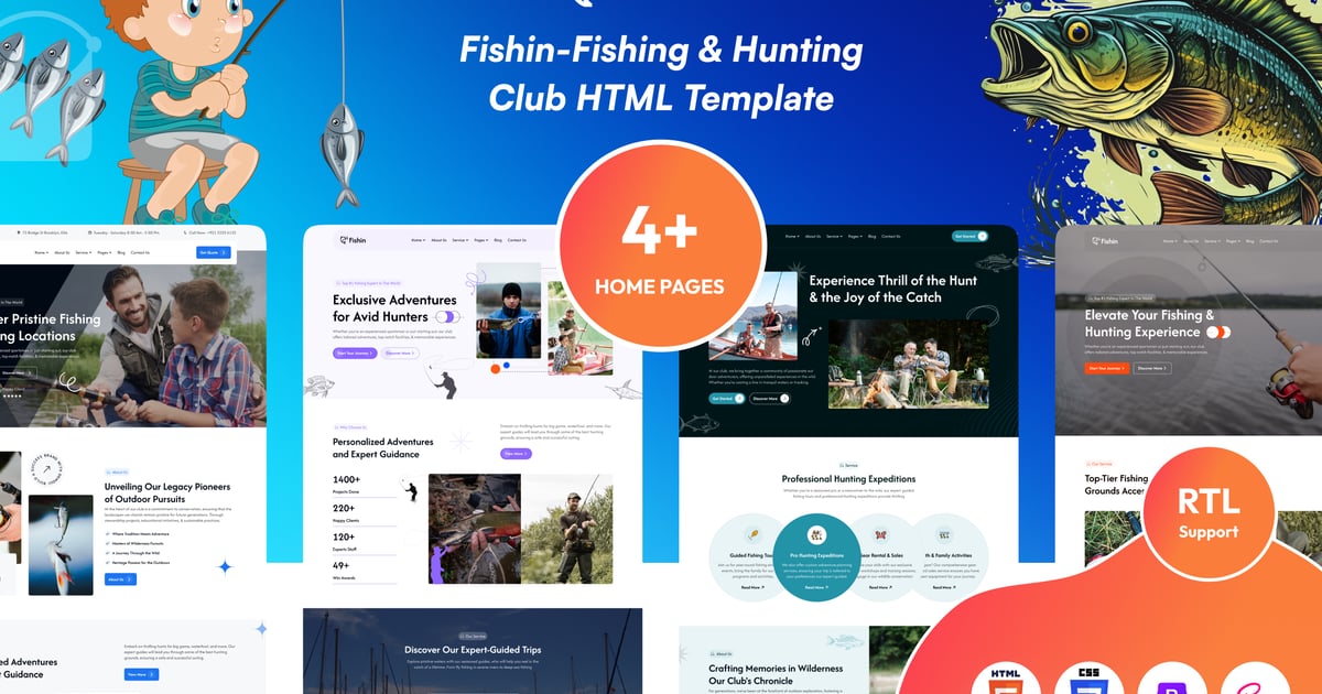 FIshin – 钓鱼和狩猎俱乐部 HTML 模板