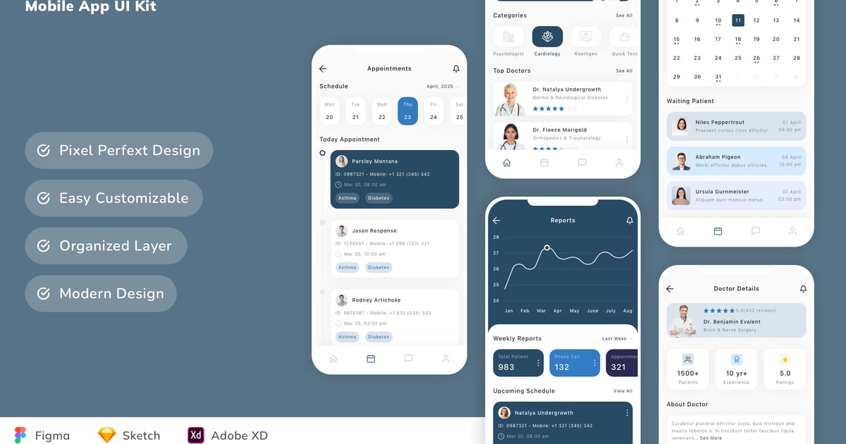 医疗诊所移动应用 UI 套件