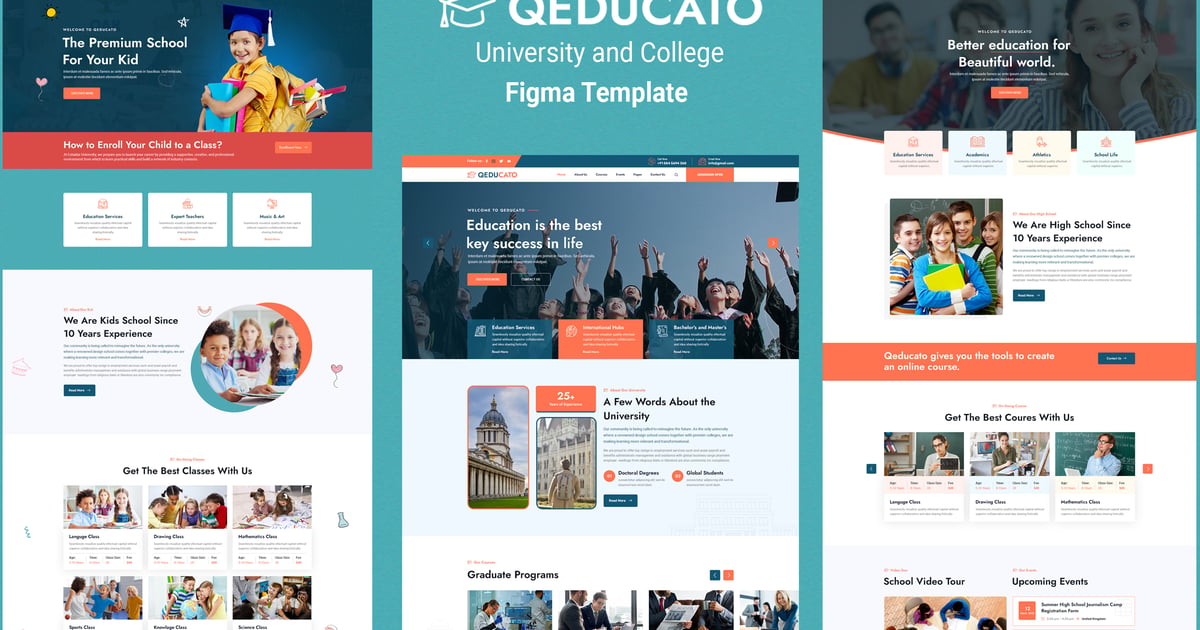 Qeducato – 大学和学院 Figma 模板