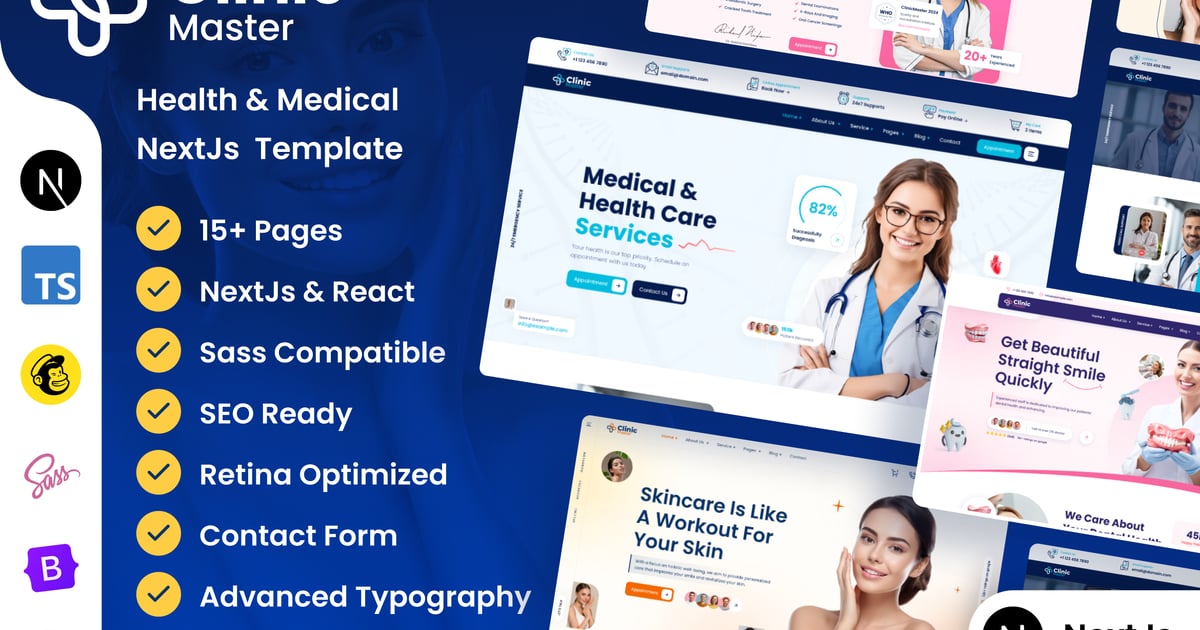 ClinicMaster – 健康与医疗 NextJS 模板