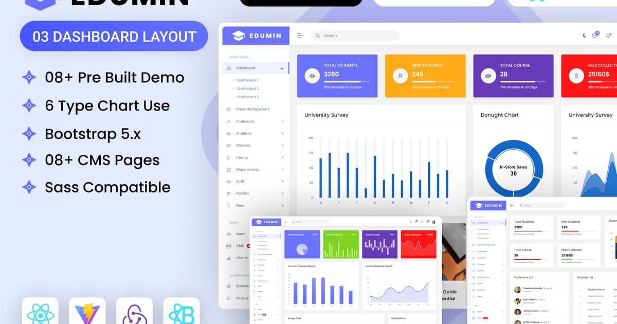 React Vite 教育管理后台模板