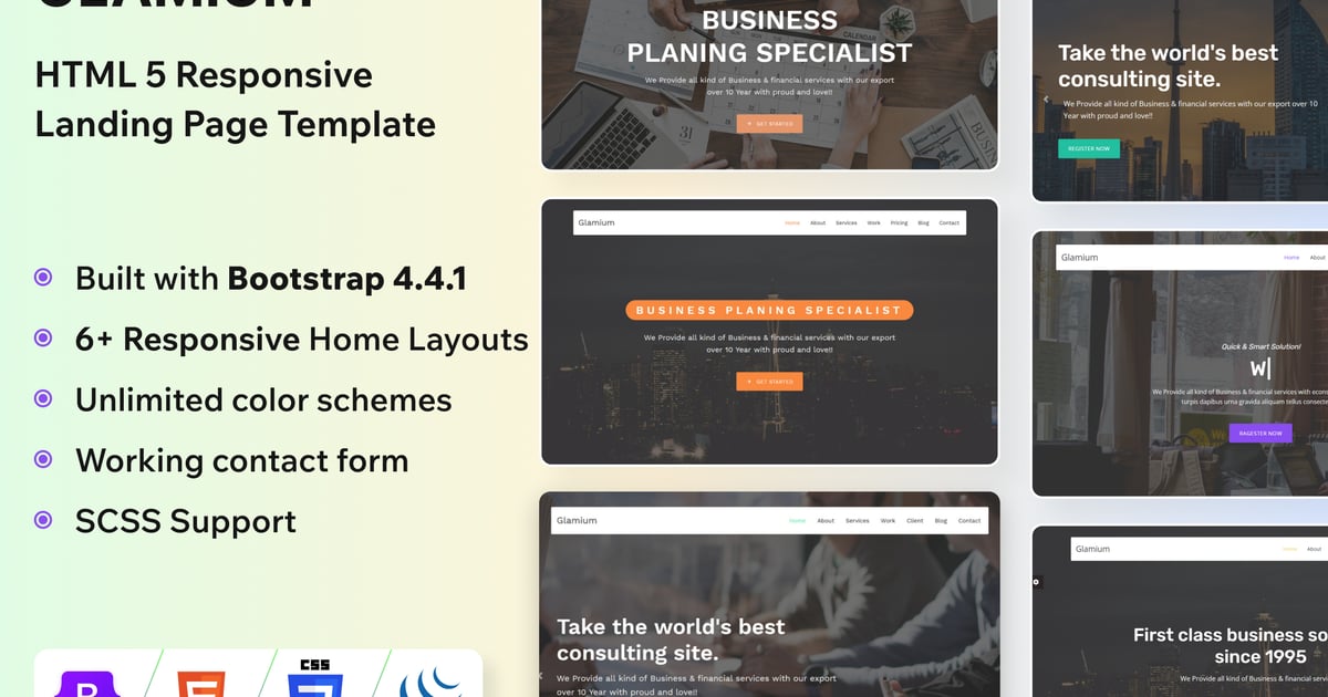 Glamium – 单页多用途 HTML5 模板