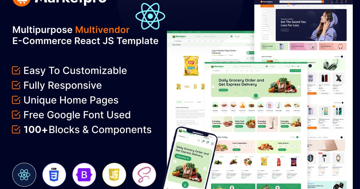 MarketPro – 电子商务多供应商 React JS 平台