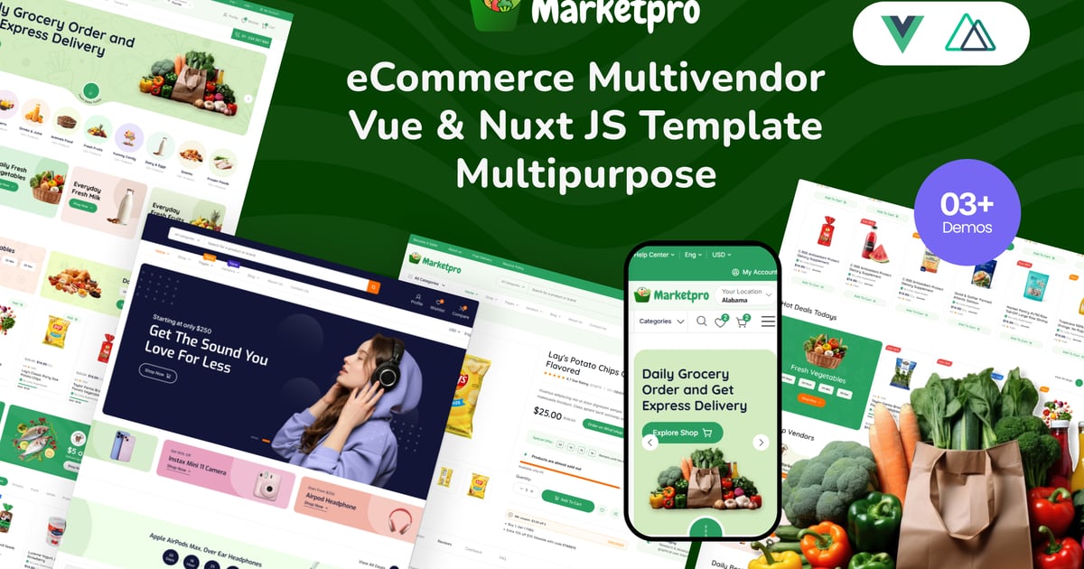 MarketPro – 基于 Vue 和 Nuxt JS 的电子商务多供应商平台